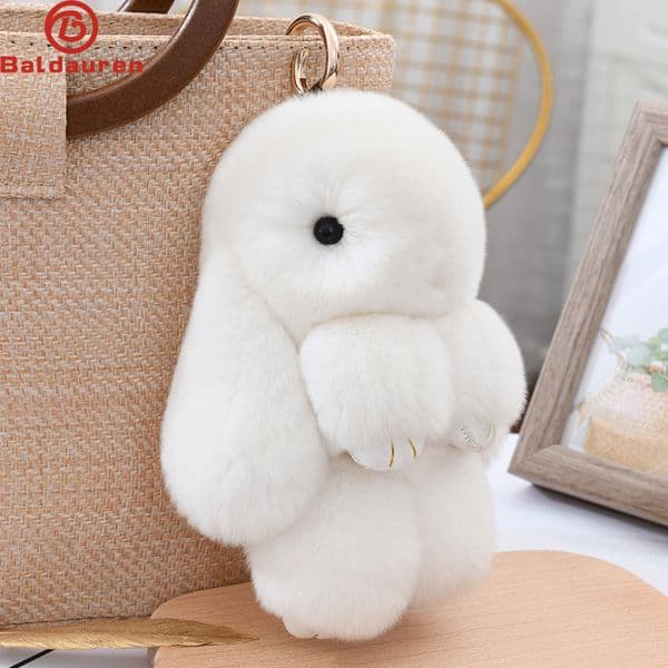 2026 New Keychains Lanyards Three Model Size 100% Natural Rex Rabbit Cute Fluffy Bunny Keychain Real Fur Key Chains Bag Toys Doll Lovely Keyring Penda