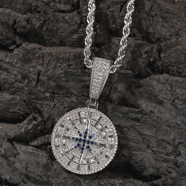 Hip Hop Retro Vintage Compass Goat Pendant Necklace Full 5A Zircon 18k Real Gold Plated Jewelry