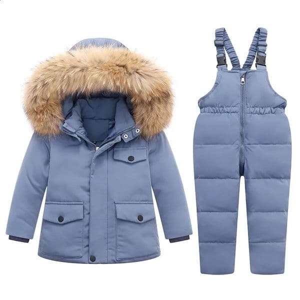 Jackets Parka Real Fur Hooded Boy Baby Overalls Winter Down Jacket Warm Kids Coat Child Snowsuit Snow toddler girl Clothes Clothing Set 231109
