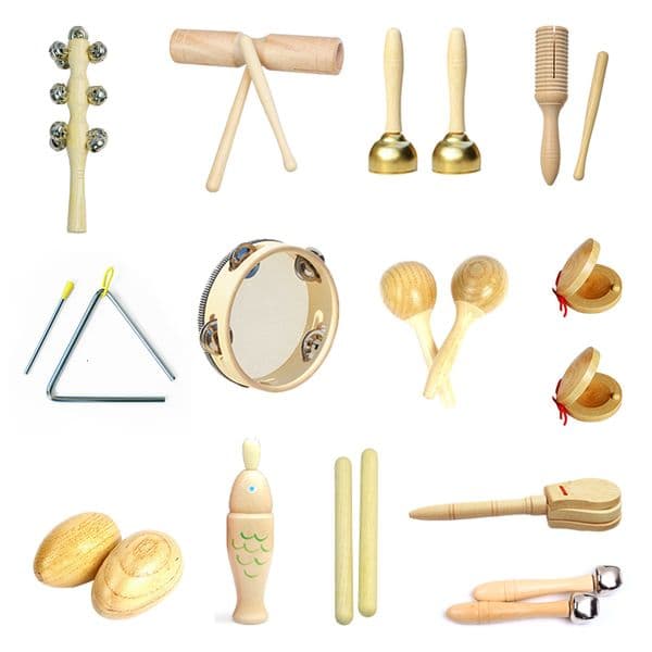 Drums Percussion Toddlers Music Toys Set Castanet Sand Hammer Tambourine Triangle Double Ringer Orff Percussion Instrument Sets Montessori Toys 230410