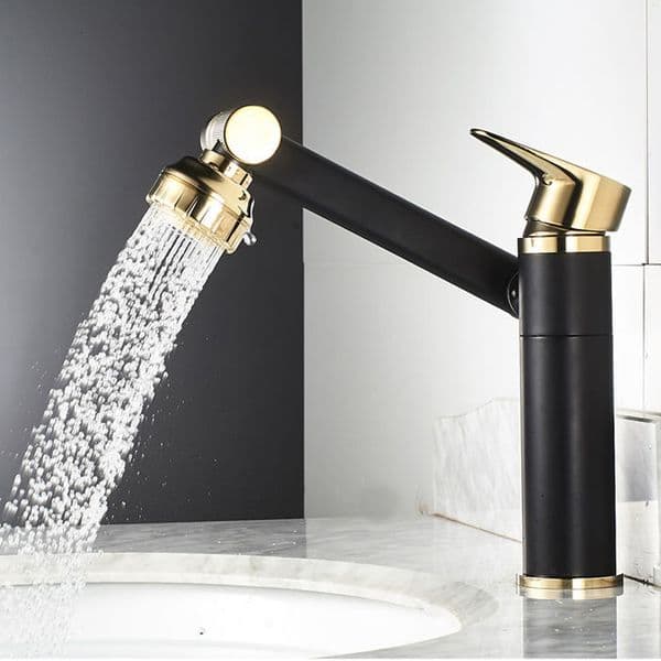 Bathroom Sink Faucets Faucet Basin Tap Mixer Black Golden Single Handle Washbasin Rotary Water Saving And Cold Stainless Steel Showe 230410