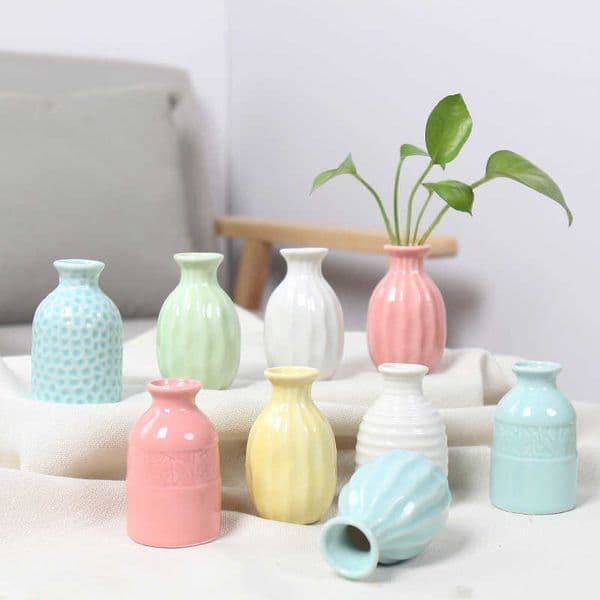 Vases 1PC Mini Modern Flower Vase Home Flower Arrangement Living Room Origami Ceramic Plastic Nordic Style Home Decor Ornament P230411
