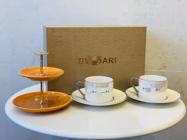 Pearl Rainbow High Appearance Level Coffeware Sets Socialite Afternoon Tea Tray Gift Box 5-Piece Set Hand-Painted Platinum 2323
