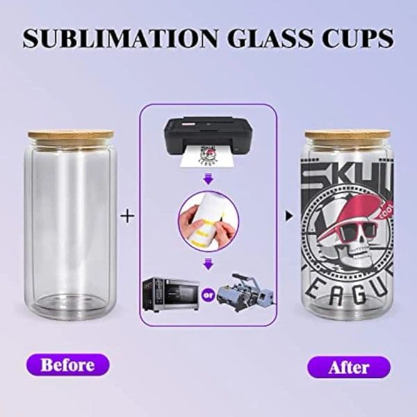 Double Wall Tumbler 16 OZ Sublimation Billet With Bamboo Lid And Straw Pre-Drilled Borosilicate Glass Beer Can Snowball Glitter 1113 B2