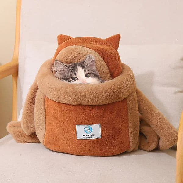 Dog Cat Backpack Winter Warm Small Pet Carrying Bag Soft Plush Cage Outdoor Travel Hanging Case 6kg 231110
