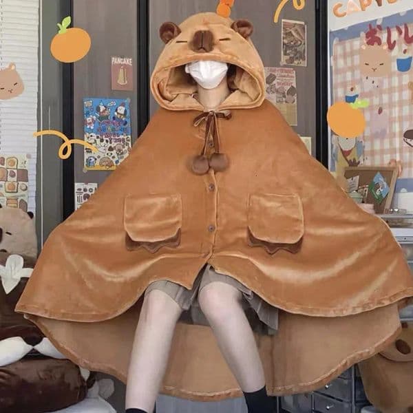 Blankets Capybara Cosplay Cloak Soft Capybara Blanket Hoodie Cape Unisex Warm Homewear Flannel Blanket Sleepwear Christmas Birthday Gifts 231113L2605211G3X