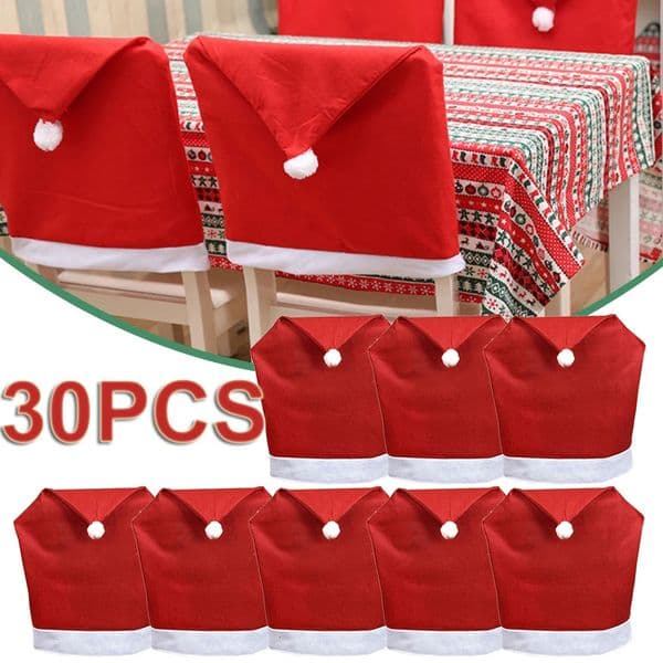 Chair Covers 110Pcs Christmas Santa Claus Hat Cover Decoration Table Year 2023 Ornament for Home Navidad Noel Xmas Gift 231115
