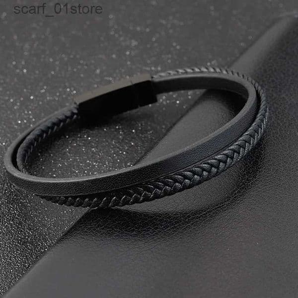 Chain Special Luxury Style Leather Combination Splicing Men's Leather Bracelet Three Colors DIY Size New Year's Surprise GiftL231115