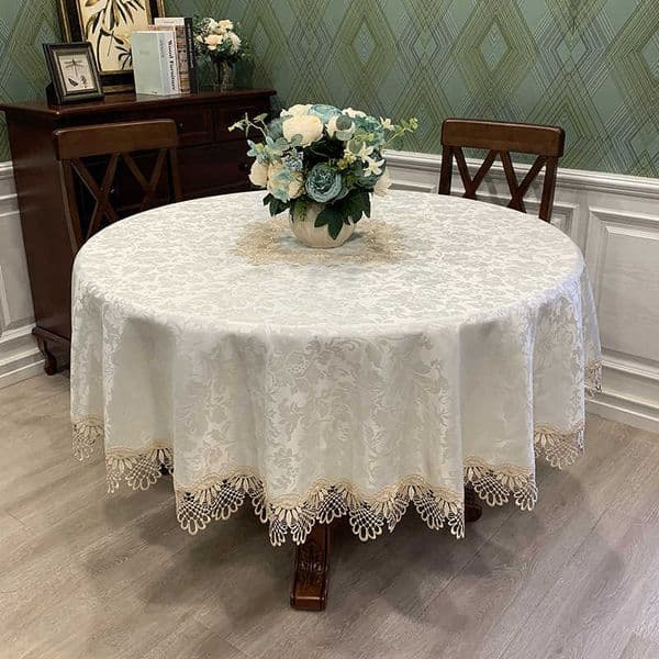 TableCloth Art Lace Round European Table Cloth Simple Solid Color Household TableCloths Dust Cover W0414