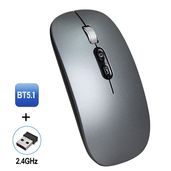 M103 2.4G+BT5.1 Wireless Dual-mode Mouse Ergonomic Office Mice 3-gear Adjustable DPI Built-in 500mAh Lithium Battery Silver