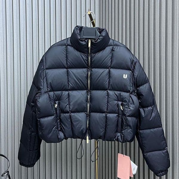 Woman Down Parks Jackets Puffer Designer Jacket With Drawstring Checkerboard Design Womens Coats Slim Coat Windbreaker Pocket Corset Outfit
