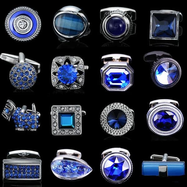 Cuff Links Summer high quality brass hand inlaid Blue Crystal zircon Cufflinks classic style men s jewelry gifts 231117