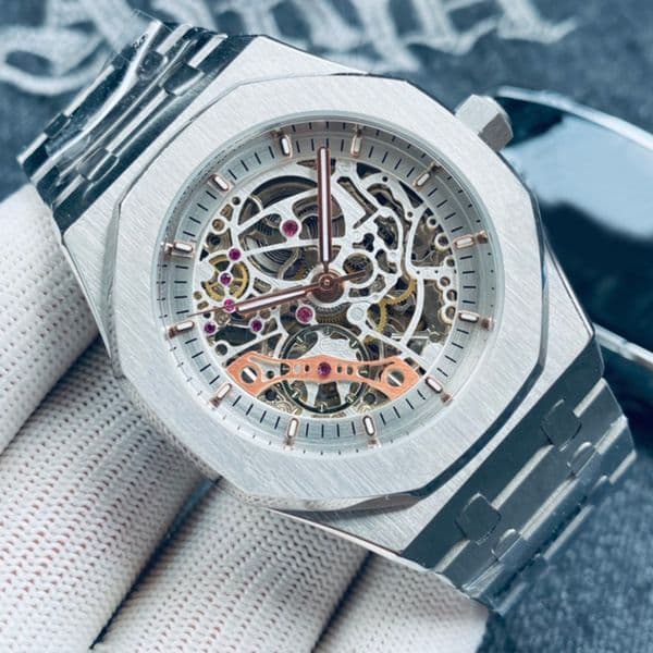 Hollow Out Watch Automatic Mechanical Movement Designer Watches Men Wristwatch 41mm Business Wristwatches All Stainless Steel Waterproof Montre De Luxe