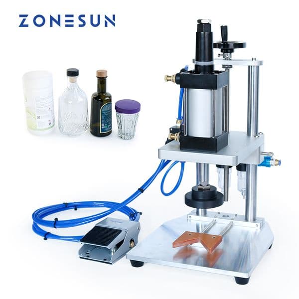 ZONESUN ZS-XG70ZC Tabletop Pneumatic Capping Machine Milk Powder Can Wine Bottle Cap Cork Pressing Machine Capping Machine