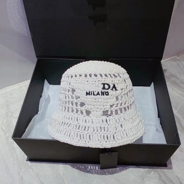 Designer Bucket Summer Straw Hat Handmade With Embroidered Letters Suitable Beach Travel Beautiful