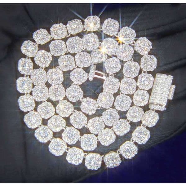 Necklace bracelet Moissanite Diamond Custom Vvs Cuban Link S925 Silver 8mm 12mm Large Tennis Chain Solid Back Hiphop