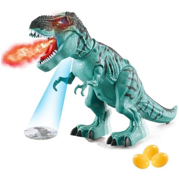 Electric/RC Animals Electronic Dinosaur Toy Simulated Flame Spray Tyrannosaurus T-Rex Walking Dinosaur Spray Red Light Realistic Sounds 230414