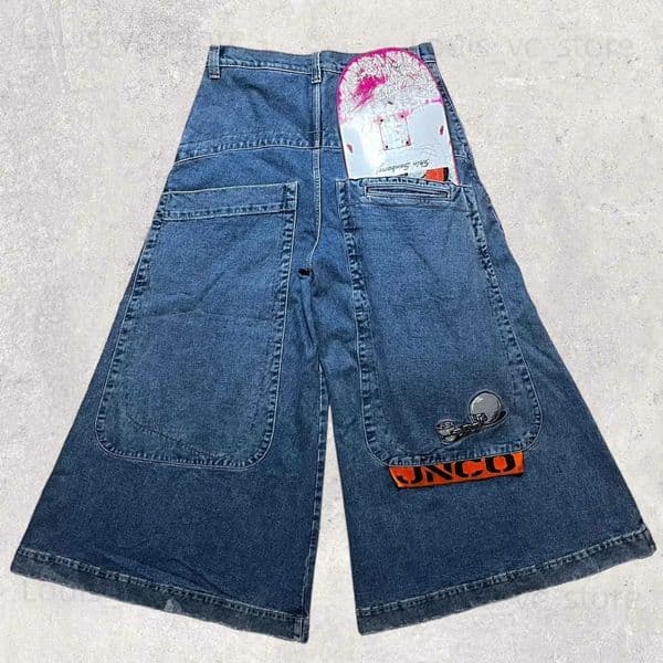 Women's Jeans JNCO Oversize Pocket Blue Retro Baggy Jeans Y2k Men Women Hip Hop Graphics Street Skateboard Denim Pants Wide Leg Trousers T231118