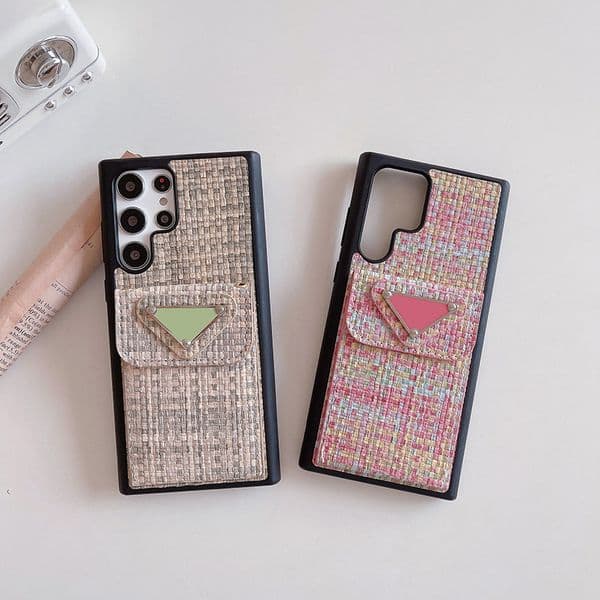 New Designer Phone Case For Samsung Galaxy S23 S24 cologne Plus Note 20 Ultra Luxury Weave Chains Shoulder Strap perfume Card