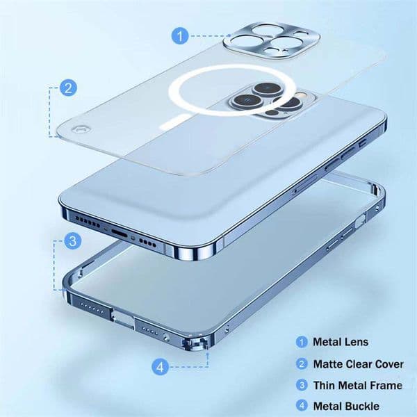 Metal Magnetic Phone Case For iPhone 12 13 14 Plus Pro Max Magsafe Aluminium Magnet Cover Wireless Charging