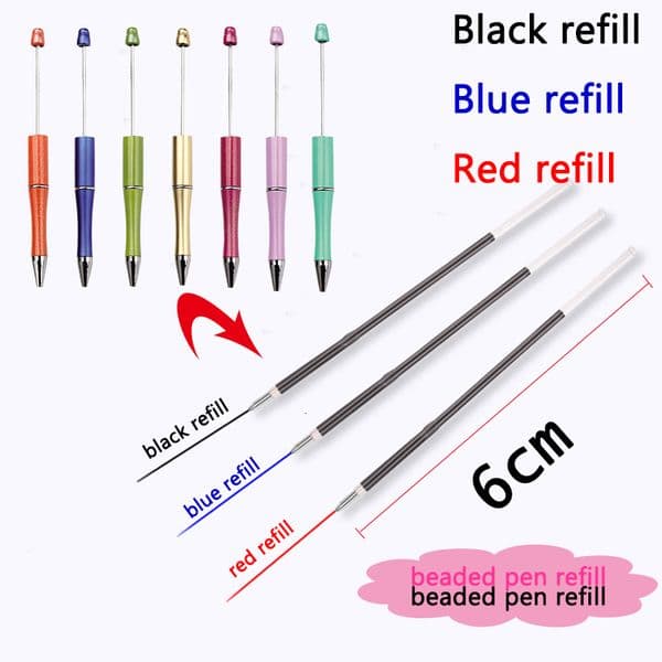 Refills 100Pcs/lot 0.5mm Beaded Ballpoint Pen Refill Office Signature Rods Red Blue Black Ink School Stationery Writing Supplies 230422