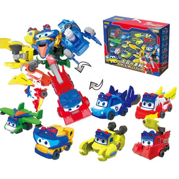Action Toy Figures 7 IN 1 GGBOND Gogo Bus Transformation Car Toy Action Figures Ambulance/Police/Fireman Slide Toys for Kids Christmas Gift 230422