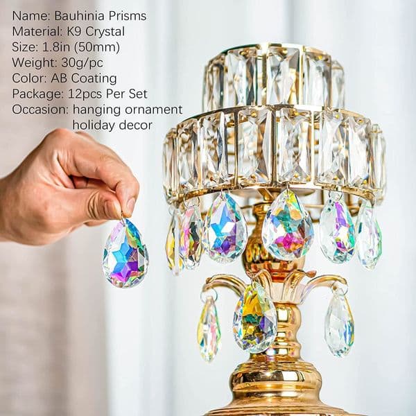 Garden Decorations H D 12 Pcs Colorful Crystal K9 Glass Prism Suncatcher for Window Rainbow Maker Chandelier Prisms Outdoor Decoration 50mm 230422