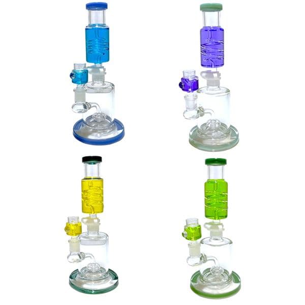 Vintage Freezable Glycerin Coil Glass Bong 12inch Smoking Pipe Quality hookah Original Factory Direct Sale can put customer logo by DHL UPS CNE