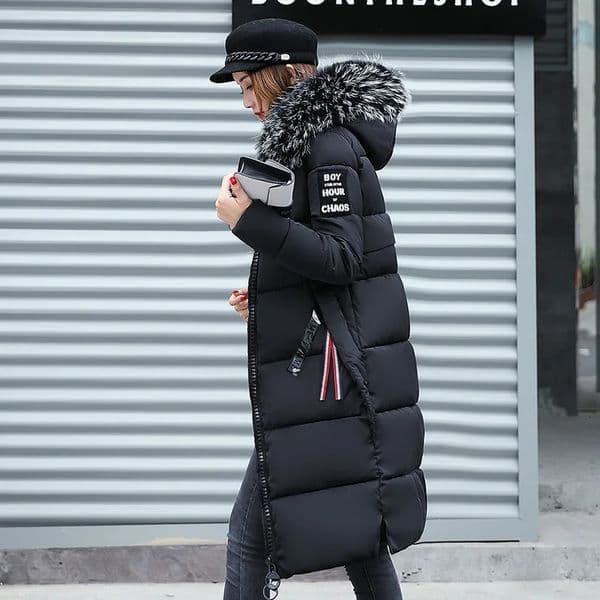 Women's Jackets Women's Down Parkas Winter Jacket Big Fur Collar Thick Slim Coat Fashion Hooded Cotton Outerwear Long Winter Woman Coat 231122