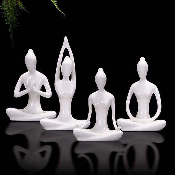 Abstract Art Ceramic Yoga Figurines Porcelain Yog Statue Home Decoration Accessories Office Desktop Collection Ornament