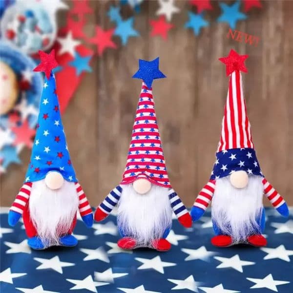 DHL Ship 50pcs Patriotic Gnome To Celebrate American Independence Day Dwarf Doll 4th of July Handmade Plush Dolls Ornaments FY2605 G0423