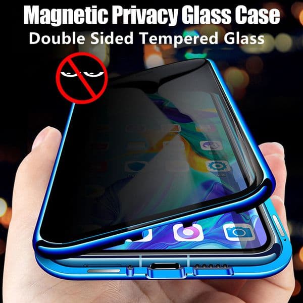 Privacy Magnetic Phone Cases For iPhone 14 13 12 11 Pro MAX X XR 7 8 Plus Magnet Metal Tempered Glass Anti-Spy 360 Protective Cover