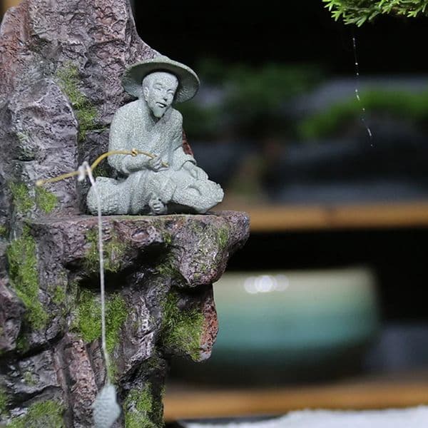 Garden Decorations Mini Decor Fisherman Statue Fishing Garden Bonsai 6.5x6cm Decor Sandstone Rockery Figurine Sculpture Elder 231122