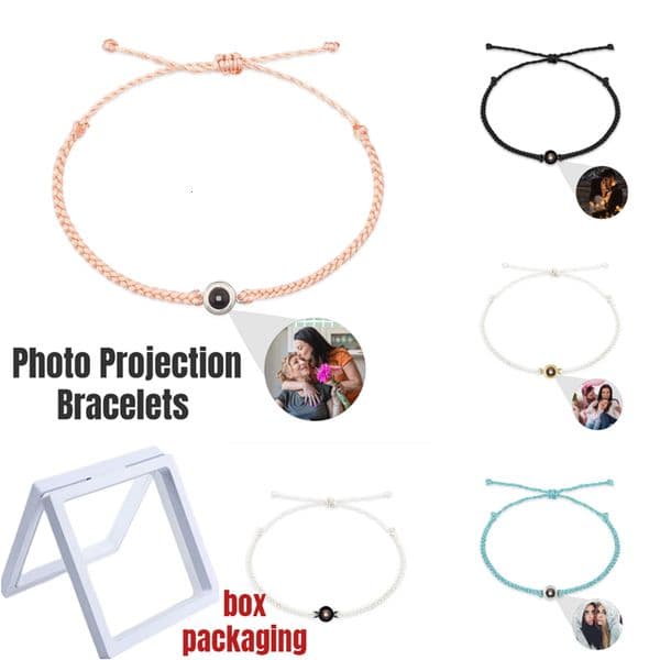 Charm Bracelets Personalized Circle Po Bracelet Custom Po Bracelet with Couple Projection Bracelets Memorial Jewelry Gift for Women Men 230422