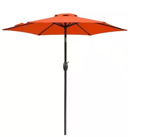 7.5 ft. Market Patio Umbrella with Push Button Tilt, Crank and 6 Sturdy Aluminum Ribs - Orange EU001OG-AK