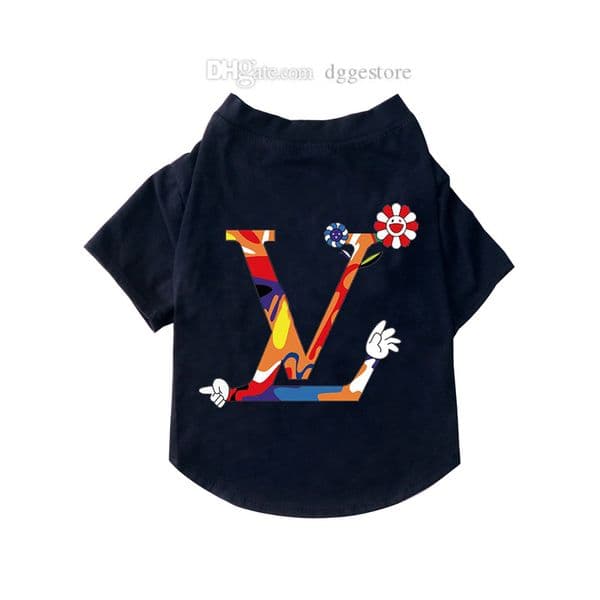 Designer Dogs Clothes Brand Dog Apparel with Classic Letter Pattern Summer Cotton Dog T-shirt for French Bulldog, Dachshund, Shih Tzu, Schnauzer, Poodle,Cat Outfits A635