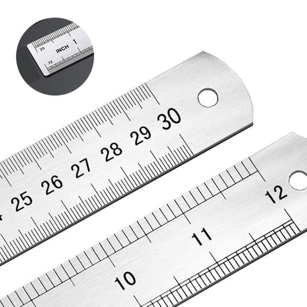 30cm/12inch Metal Rulers Aluminum Alloy Double Side Straight Ruler Measuring Tool Study Student School Office Durable HW0004