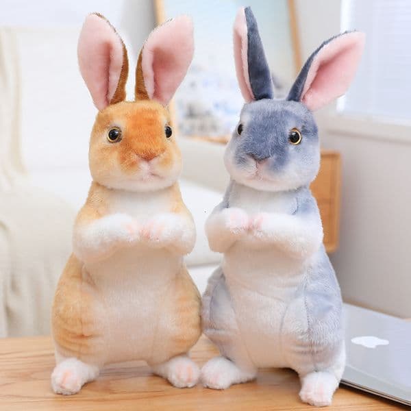 Plush Dolls Simulation Kawaii Long Ears Realistic Rabbit Toy Lifelike Animal Stuffed Doll Toys for Kids Girls Birthday Gift Room Decor 230427