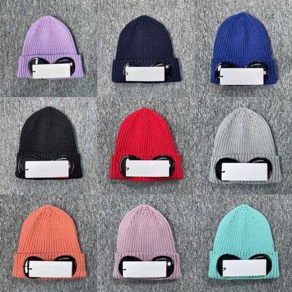 Two Lens Glasses Goggles Beanies Men Knitted Hats Skull Caps Outdoor Women Uniesex Beanie Black Grey Bonnet Company Winter cap
