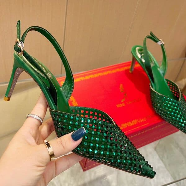 Sandals Designer Shoes Water Diamond Decoration Women High Heel Hollow out Silk Dress Shoes 8CM Pointed Toe Wrap Back Hollow Sandal