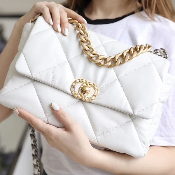 Top10A Top quality designer bag 30cm 19 bag Large handbag genuine leather shoulder bag flip bag lady purse wallet With box C010