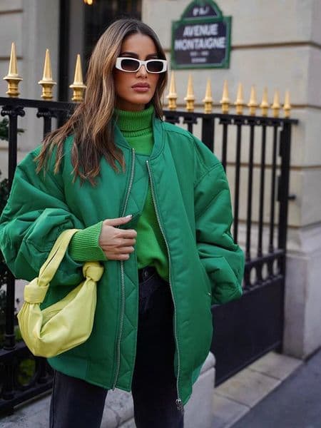 Women's Jackets SLMD Autumn Fashion Women Oversized Bomber Jackets Female Zippers Pockets Stand Collar Padded Coats Chic Outerwear 230428
