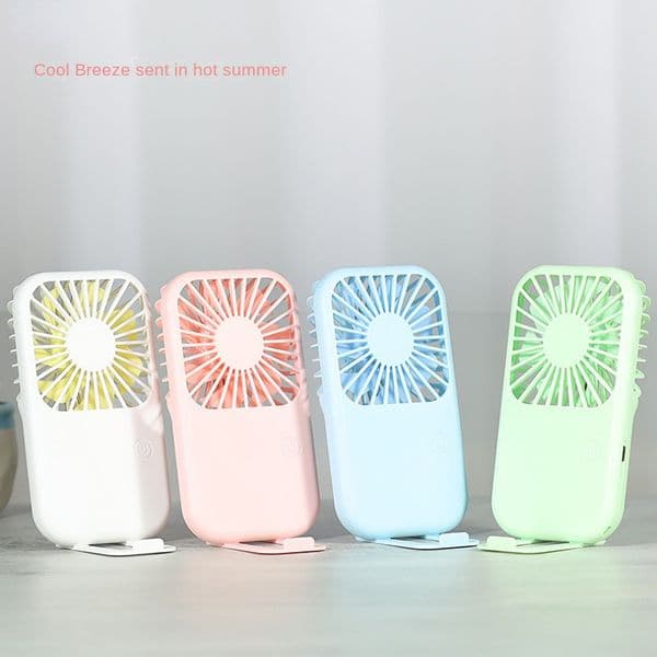 USB Mini Fan Portable Pocket Fan Cartoon Handheld Desktop Rechargeable Standing Fan Three Gear Wind Speed Regulation