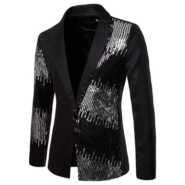Men's Suits Blazers style Shiny Black Sequin Glitter Suit Coats Men Slim Fit Single Button Blazer Jacket Mens Party Stage Singer S2XL 231128Z