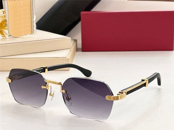 New fashion design square sunglasses 0362S rimless frame wooden temples simple and popular style outdoor UV400 protection glasses
