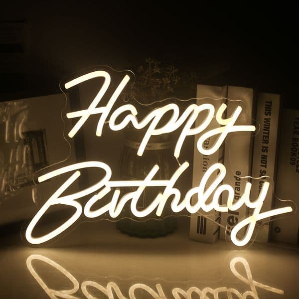 Other Home Decor Happy Birthday LED Neon Custom Night Light Sign Party Decorations Gifts for Baby Kids to Celebrate Gamer Tag 230428