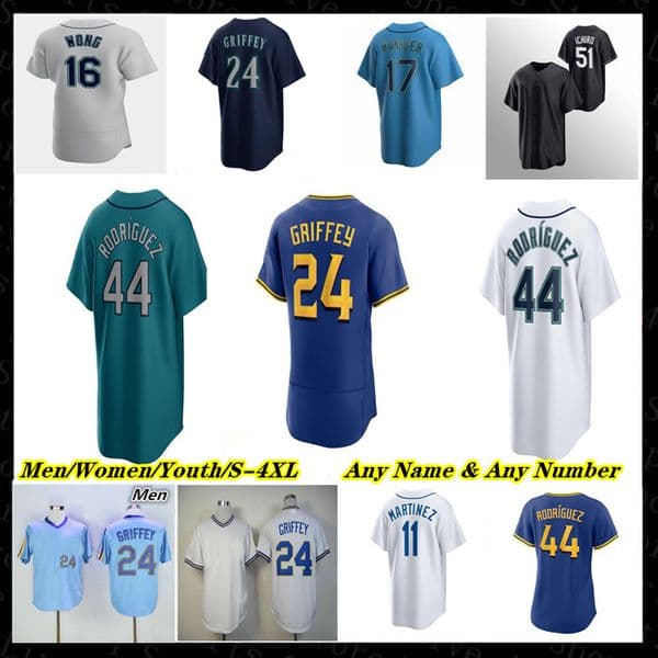 2023 City Connect Jersey Julio Rodriguez Ken Griffey Ichiro Suzuki Teoscar Hernandez France Eugenio Suarez Jarred Kelenic Raleigh Crawford Luis Castillo MARINERS
