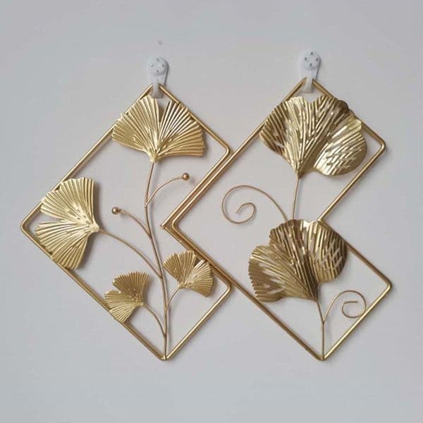 Novelty Items Nordic Leaf Shape Wall Decoration Wrought Iron Frame Hanging Ornament Living Room Background Mural Home 230428
