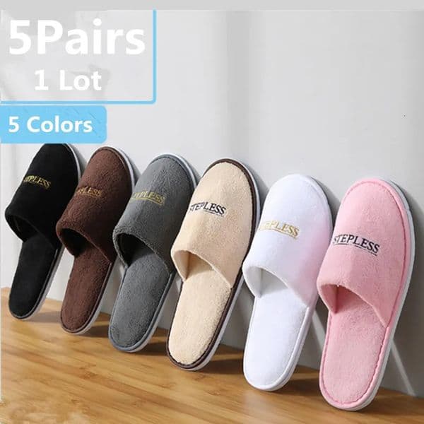 Disposable Slippers 5 Pairs/Lot Winter Slippers Men Women Kids Disposable el Slippers Home Slides Travel Sandals Hospitality Guest Footwear Shoes 231129