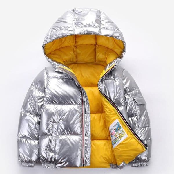 2025 Children Down jacket Coat for kids girl silver gold Boys Casual Hooded Coats Baby Clothing Outwear kid Parka Jackets snowsuit